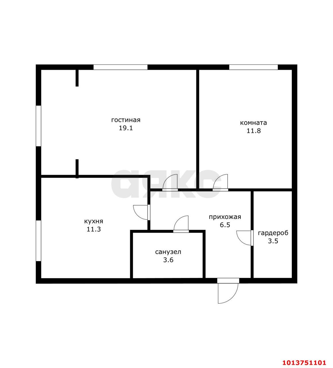 Фото №4: 2-комнатная квартира 55 м² - Краснодар, Прикубанский внутригородской округ, Завод Радиоизмерительных Приборов, мкр. Музыкальный, ул. Московская, 124