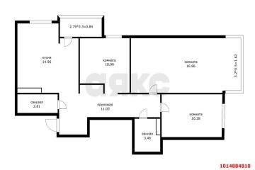Фото №2: 3-комнатная квартира 74 м² - Краснодар, мкр. жилой комплекс Европа-Сити, ул. Античная, 10