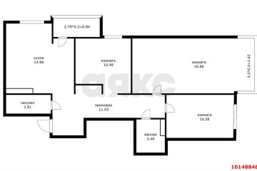 Фото №2: 3-комнатная квартира 74 м² - Краснодар, мкр. жилой комплекс Европа-Сити, ул. Античная, 10