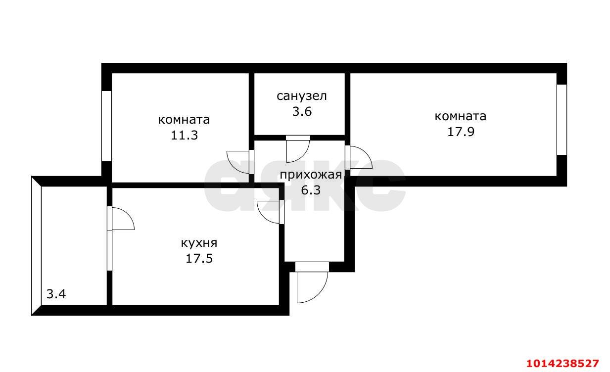Фото №6: 2-комнатная квартира 56 м² - Краснодар, Новый, ул. Хлебосольная, 16