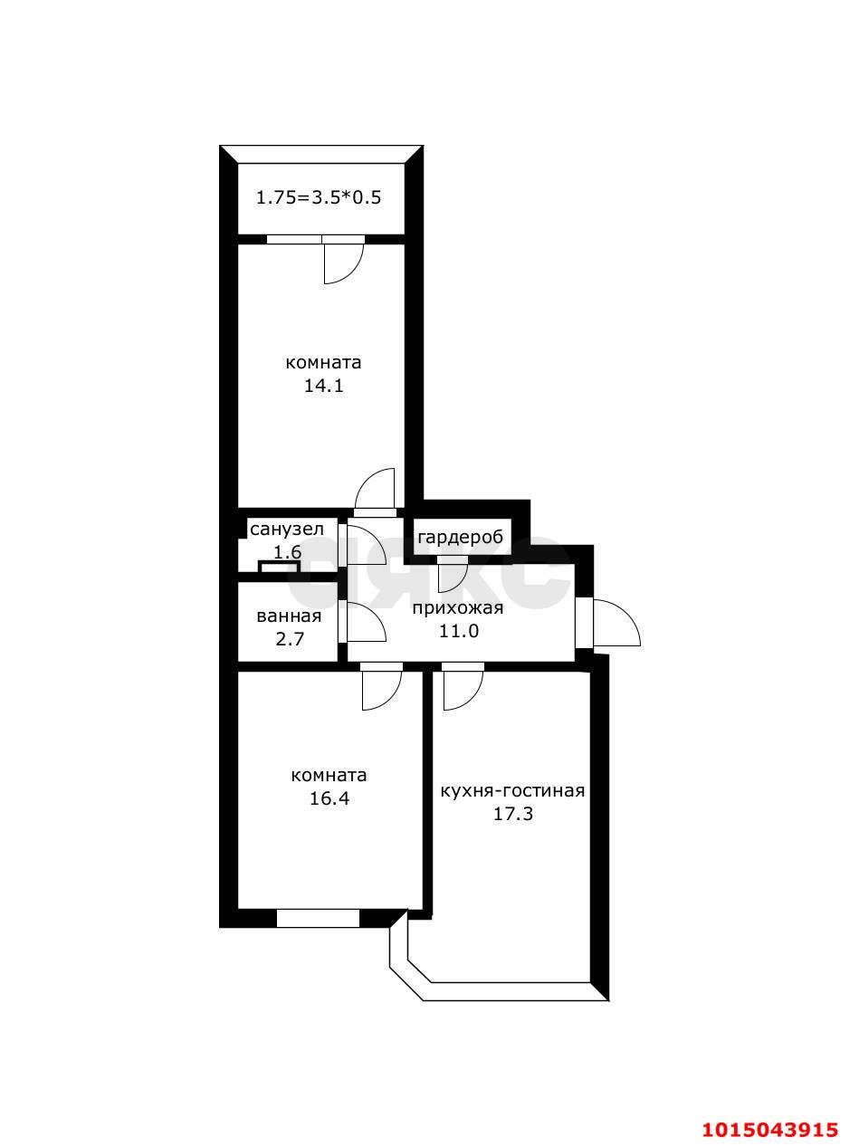 Фото №16: 2-комнатная квартира 63 м² - Краснодар, ЖК Панорама, ул. Восточно-Кругликовская, 28/3