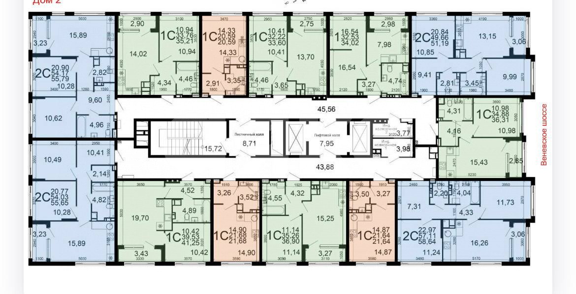 Фото №5: 2-комнатная квартира 55 м² - Тула, экополис Дыши, ул. Венёвское шоссе, 49