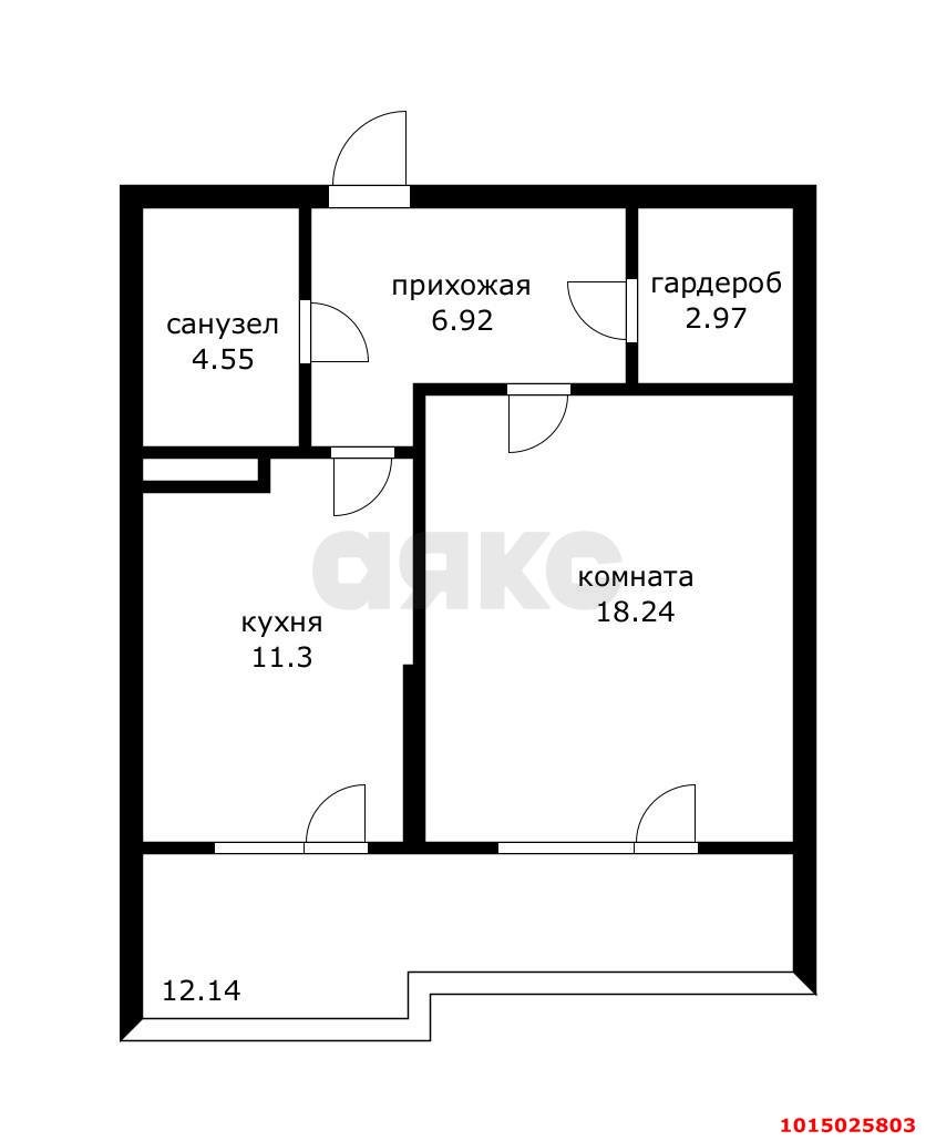 Фото №12: 1-комнатная квартира 56 м² - Краснодар, Карасунский внутригородской округ, мкр. Комсомольский, ул. Тюляева, 2/1