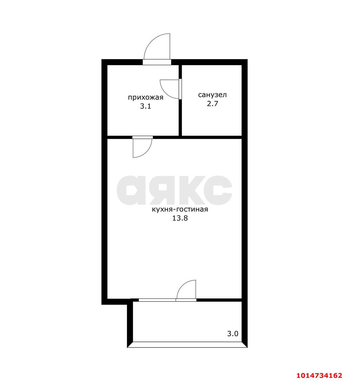 Фото №8: Студия 22 м² - Новая Адыгея, мкр. жилой комплекс Родной Дом, ул. Бжегокайская, 31/7В