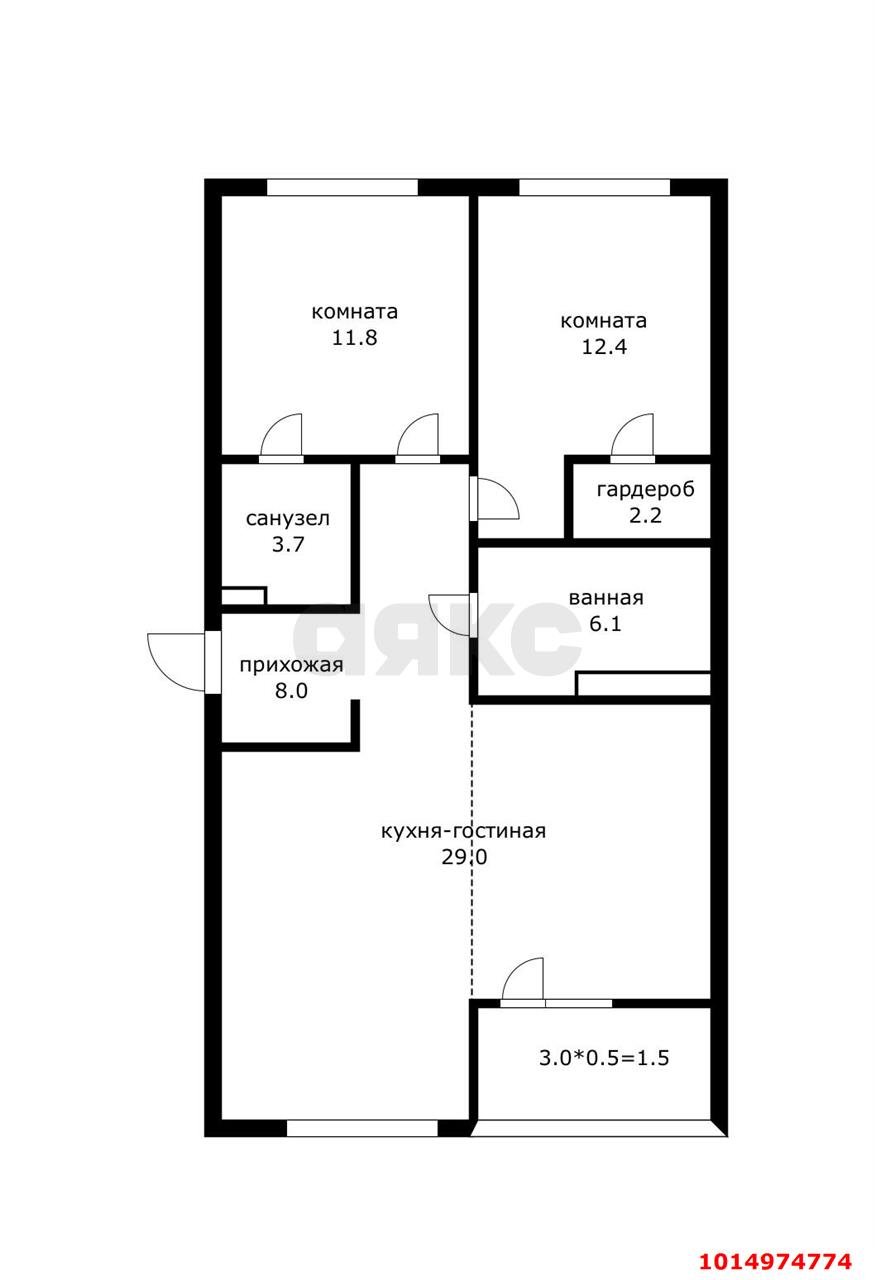Фото №3: 3-комнатная квартира 74 м² - Краснодар, Прикубанский внутригородской округ, ул. Александра Покрышкина, 3