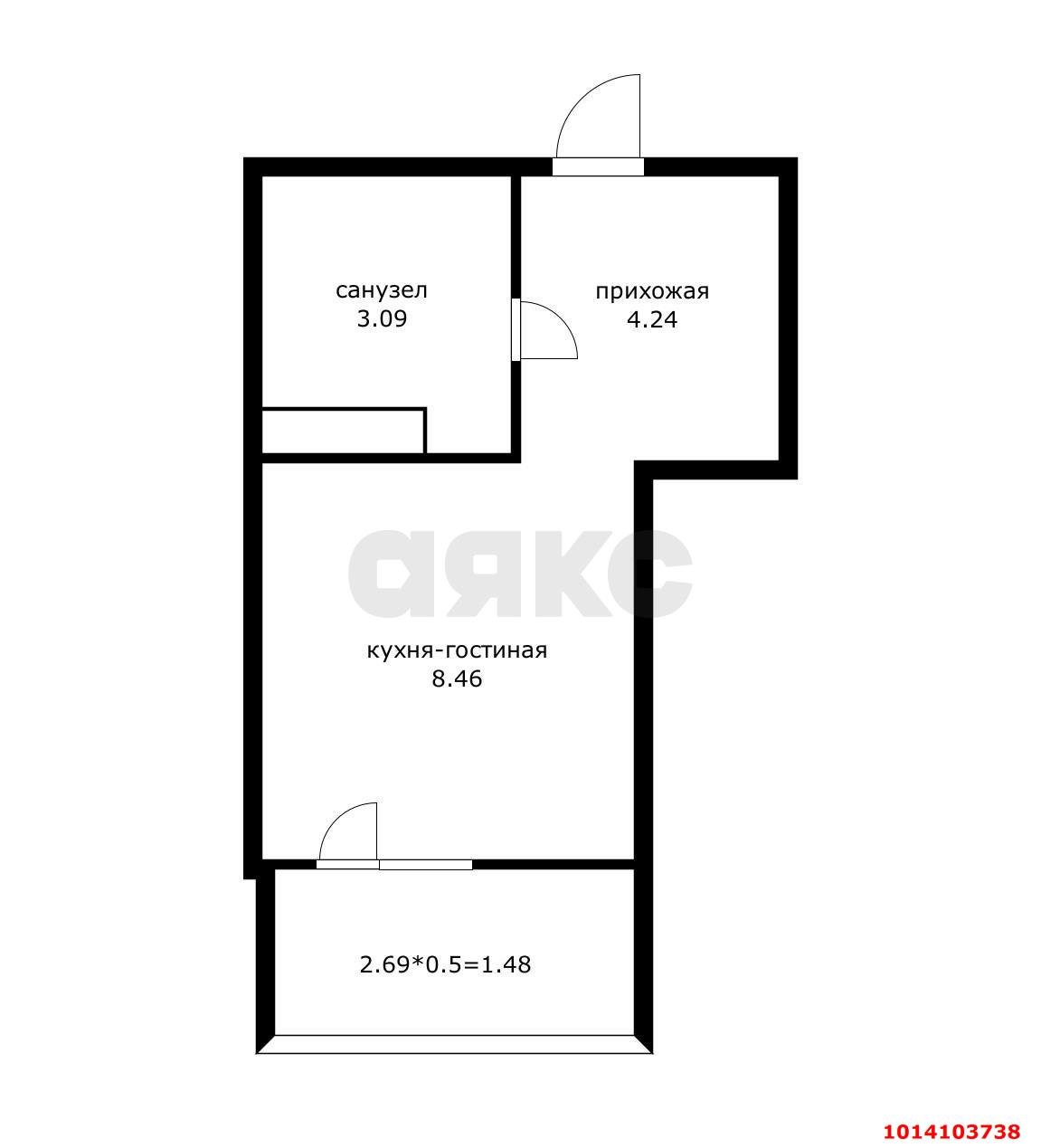 Фото №6: 1-комнатная квартира 18 м² - Небуг, квартал Спортивный, 1