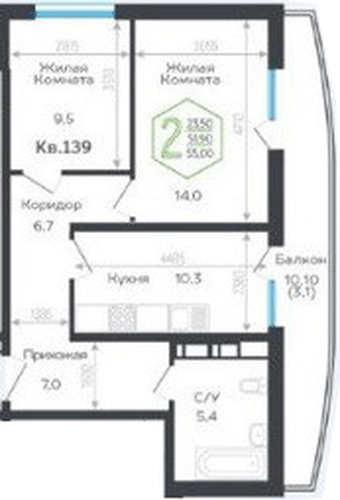 Фото №1: 2-комнатная квартира 53 м² - Краснодар, Центральный внутригородской округ, мкр. Черёмушки