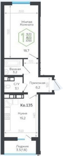 Фото №1: 1-комнатная квартира 49 м² - Краснодар, Центральный внутригородской округ, мкр. Черёмушки