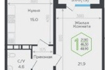 Фото №1: 1-комнатная квартира 47 м² - Краснодар, мкр. Черёмушки, 