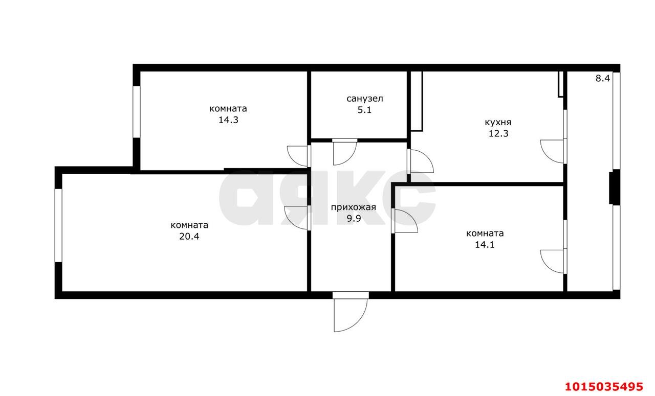 Фото №19: 3-комнатная квартира 84 м² - Краснодар, ЖК Новый Город, Западный внутригородской округ, жилой комплекс Новый Город, мкр. Юбилейный, ул. Генерала Шифрина, 5