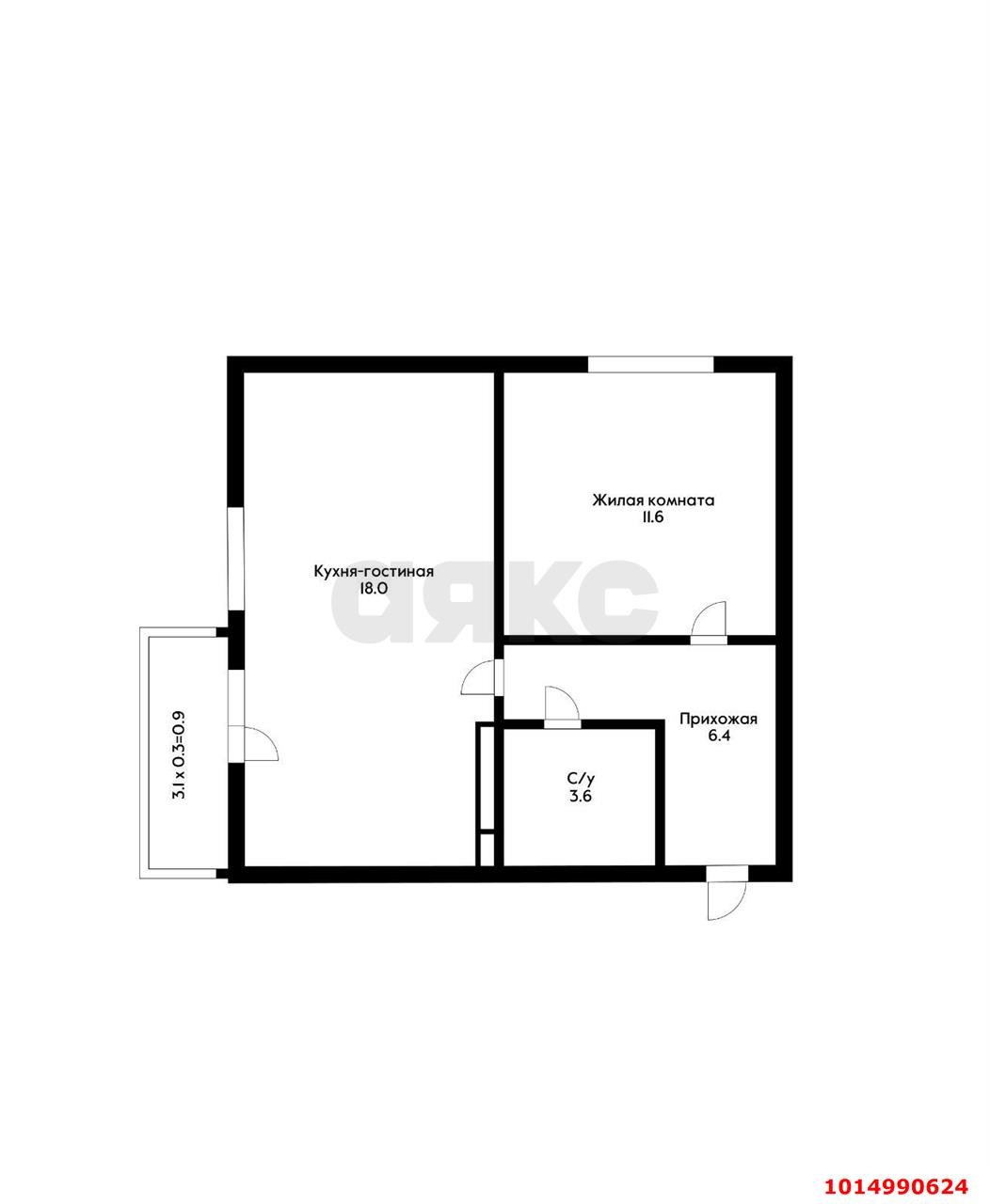 Фото №2: 1-комнатная квартира 44 м² - Краснодар, жилой комплекс Свобода, ул. Домбайская, 55к1