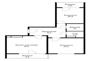 Фото №3: 2-комнатная квартира 56 м² - Краснодар, мкр. жилой комплекс Свобода, ул. Домбайская, 55к1
