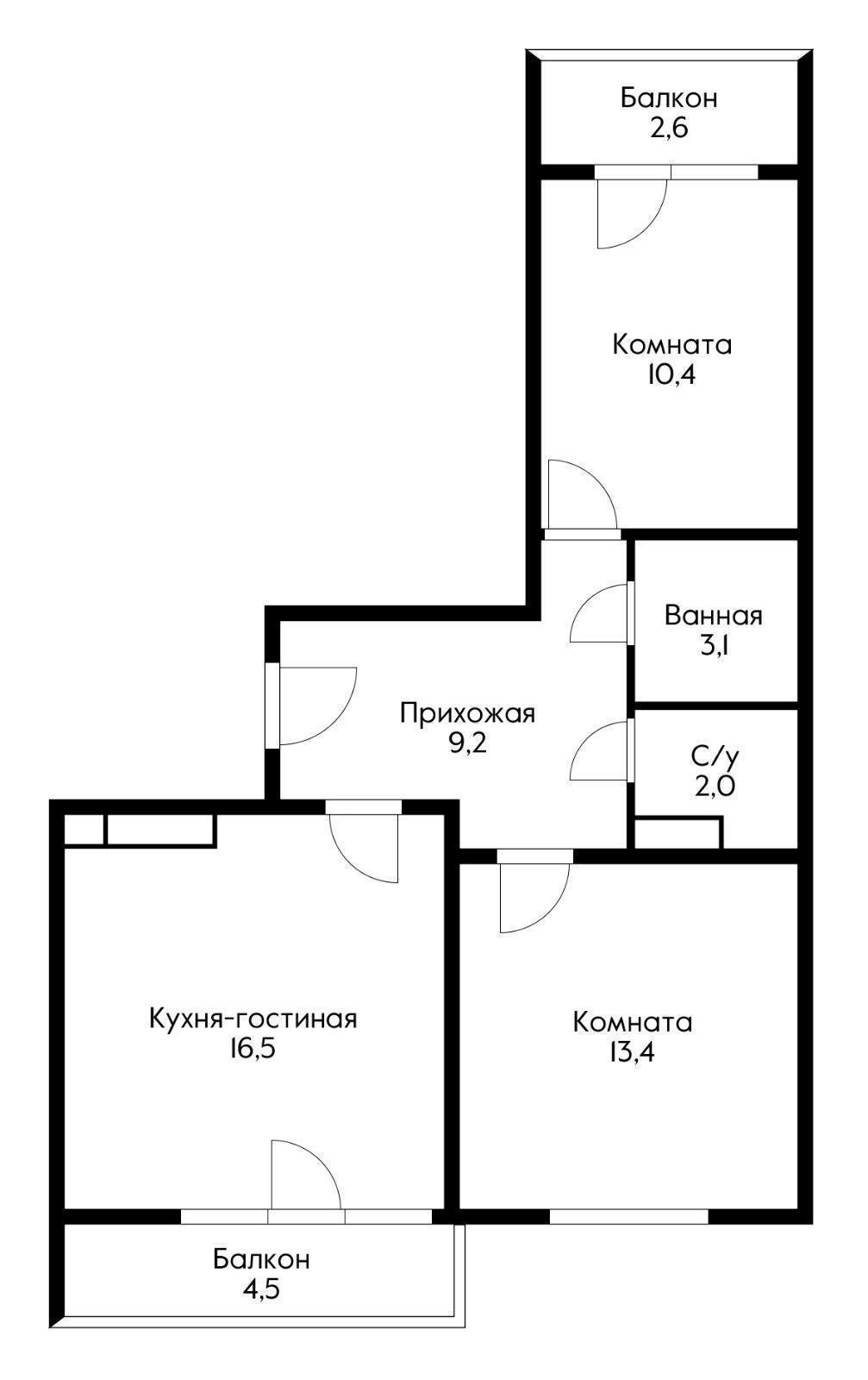 Фото №3: 2-комнатная квартира 62 м² - Краснодар, Прикубанский внутригородской округ, мкр. жилой комплекс Свобода, ул. Домбайская, 55к1
