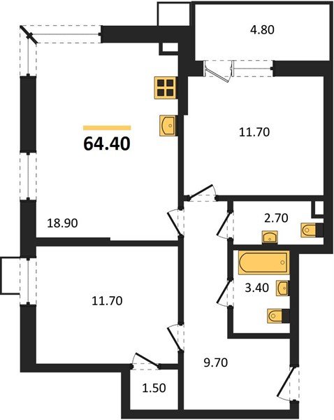 Фото №1: 2-комнатная квартира 64 м² - Краснодар, Парк Победы, мкр. Прикубанский внутригородской округ