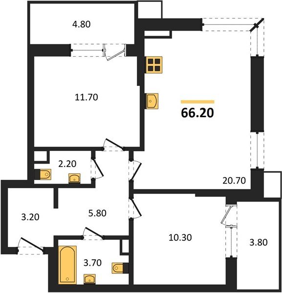 Фото №1: 2-комнатная квартира 66 м² - Краснодар, Парк Победы, мкр. Прикубанский внутригородской округ