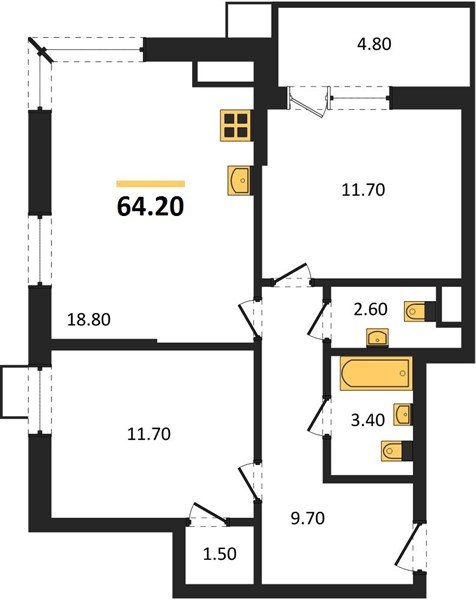 Фото №1: 2-комнатная квартира 64 м² - Краснодар, Парк Победы, мкр. Прикубанский внутригородской округ