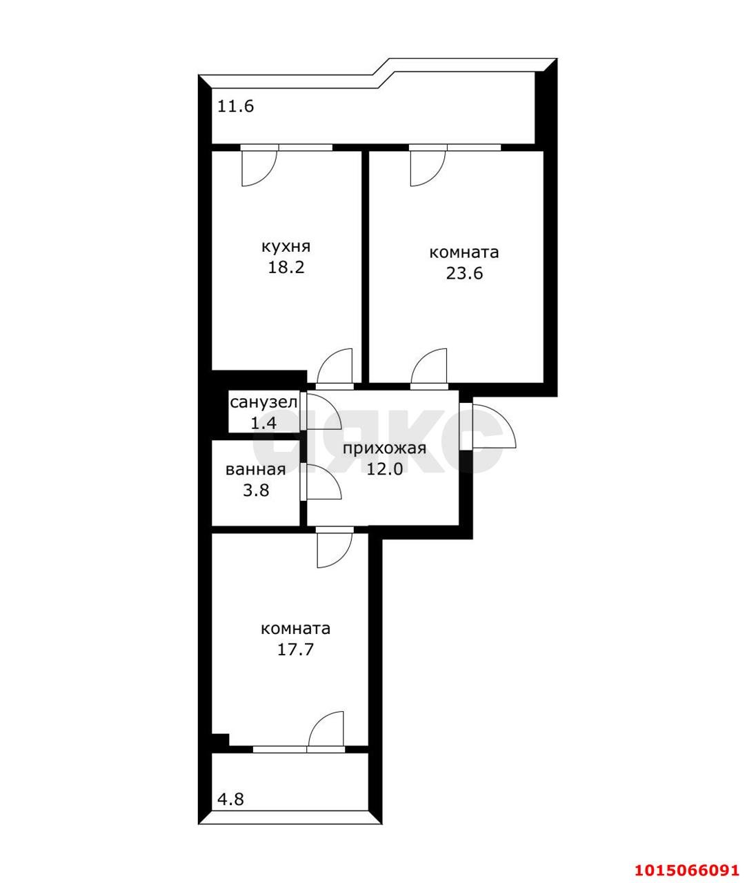 Фото №2: 2-комнатная квартира 91 м² - Краснодар, Юбилейный, пр-кт Чекистов, 26
