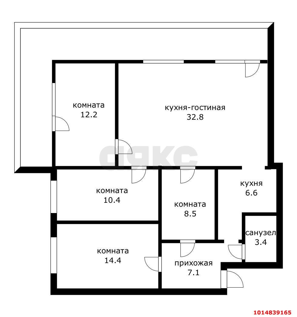 Фото №4: 4-комнатная квартира 95 м² - Яблоновский, ул. Железнодорожная, 11