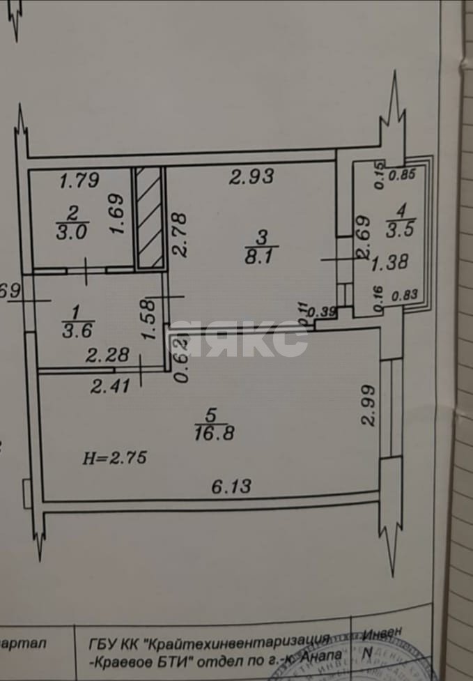 Фото №14: 1-комнатная квартира 35 м² - Анапа, жилой комплекс Раз-Два-Три, ул. Анапское шоссе, 24к3