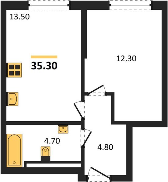 Фото №1: 1-комнатная квартира 35 м² - Краснодар, квартал Самолёт, жилой комплекс Самолёт-7, мкр. Прикубанский внутригородской округ