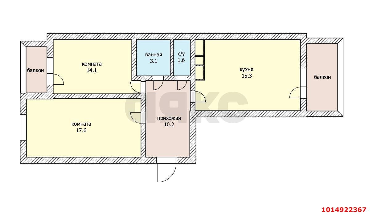 Фото №1: 2-комнатная квартира 62 м² - Краснодар, Карасунский внутригородской округ, ж/р Новознаменский, ул. Войсковая, 20к7