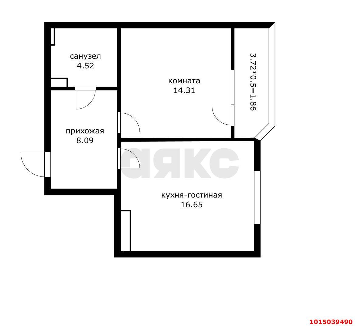 Фото №4: 1-комнатная квартира 45 м² - Краснодар, жилой комплекс Ural, ул. Уральская, 87/7