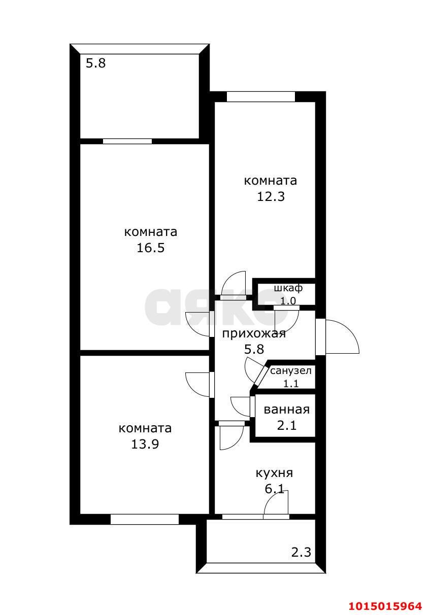 Фото №11: 3-комнатная квартира 60 м² - Краснодар, Черёмушки, ул. Ставропольская, 193