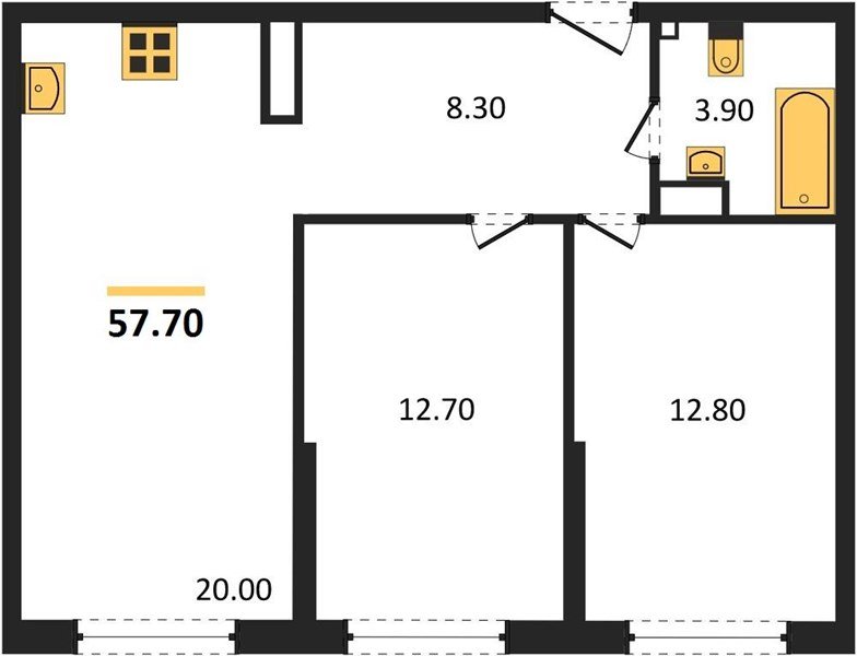 Фото №1: 2-комнатная квартира 57 м² - Краснодар, жилой комплекс Самолёт-6