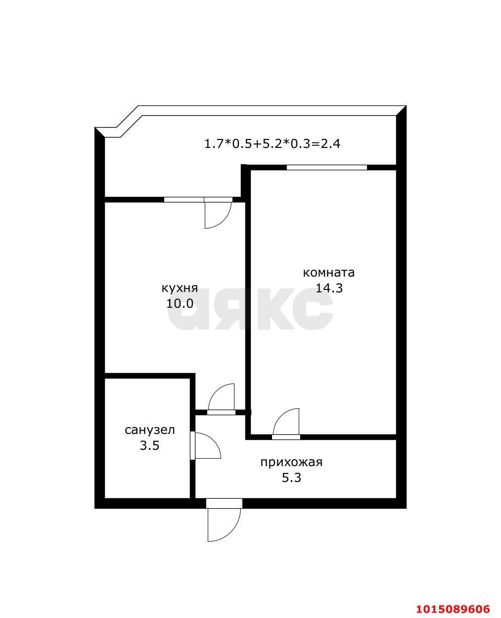 Фото №14: 1-комнатная квартира 32 м² - Краснодар, ЖК Акварели-2, ул. Тепличная, 62/1к4