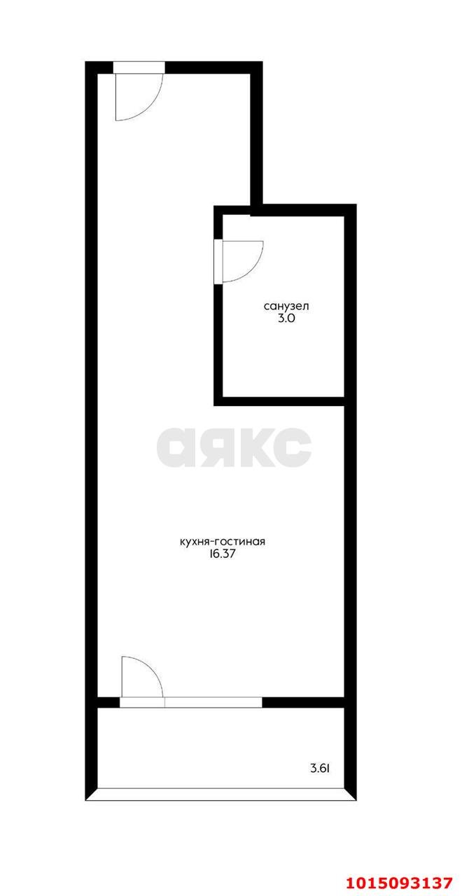 Фото №11: Студия 23 м² - Краснодар, ЖК Цветы, ул. Круговая, 4Вк4