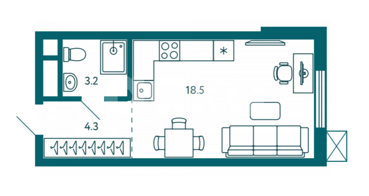Фото №6: Студия 26 м² - Мариуполь, Жовтневый, ул. Артёма, 98