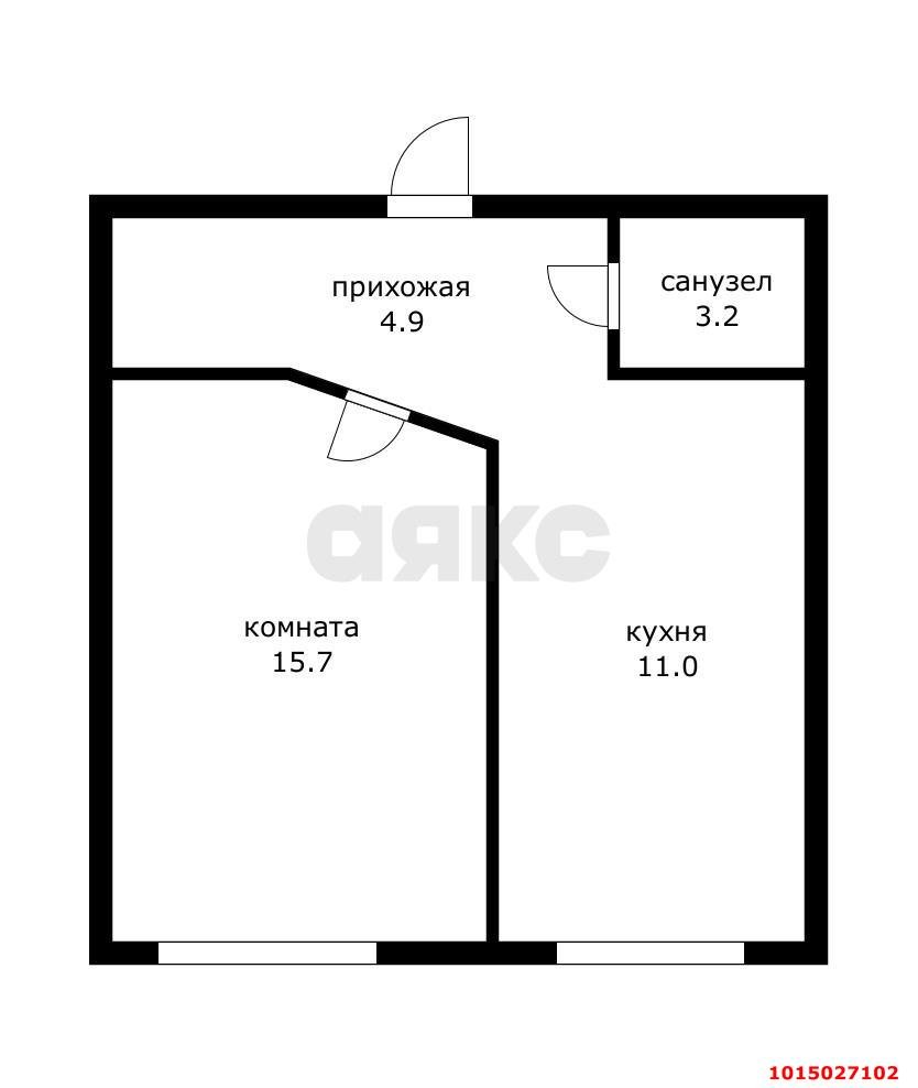 Фото №4: 1-комнатная квартира 34 м² - Краснодар, Прикубанский внутригородской округ, мкр. Музыкальный, ул. имени Сергея Есенина, 110/1