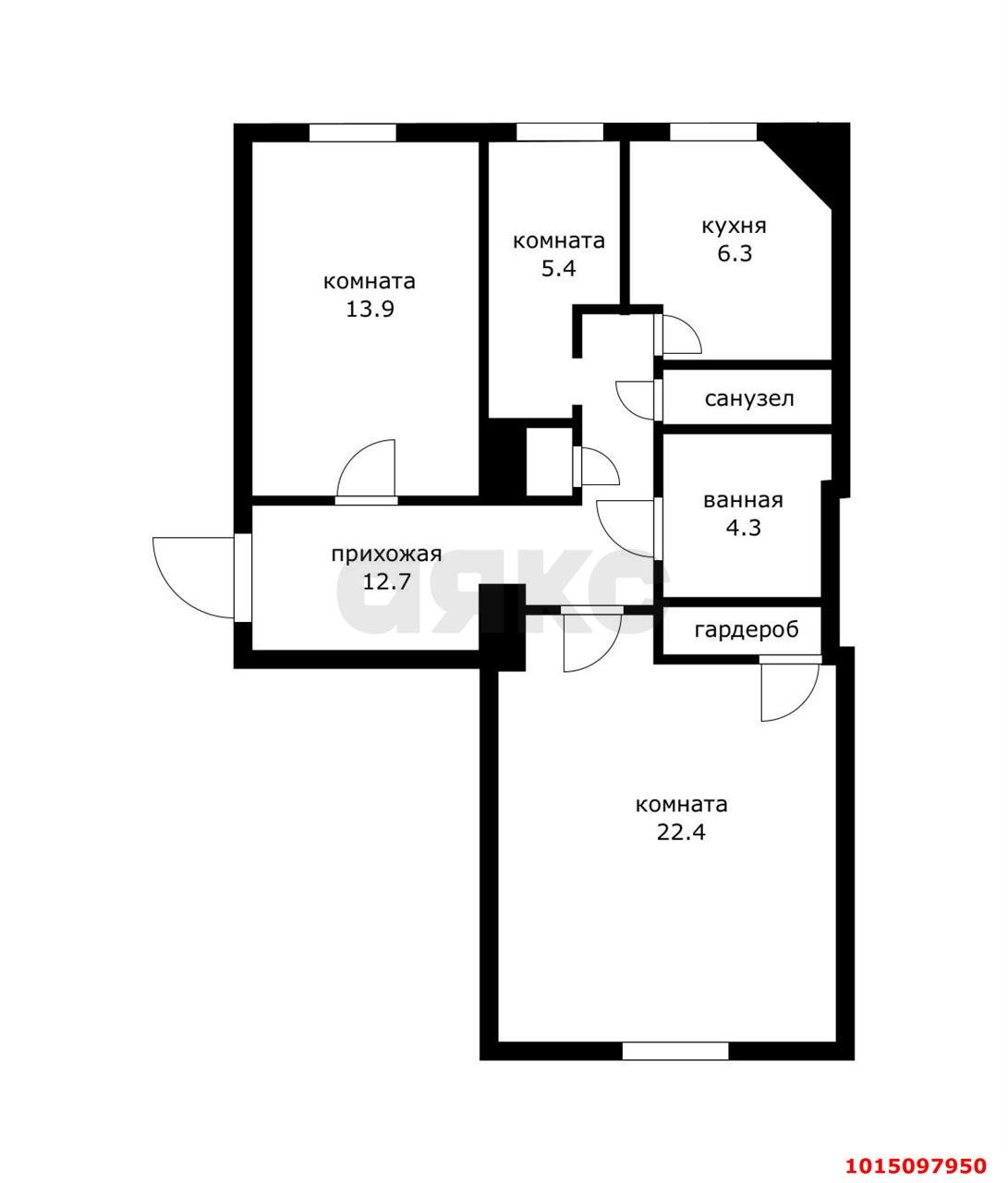 Фото №17: 3-комнатная квартира 68 м² - Краснодар, Центральный внутригородской округ, мкр. 40 лет Победы, ул. имени 40-летия Победы, 18