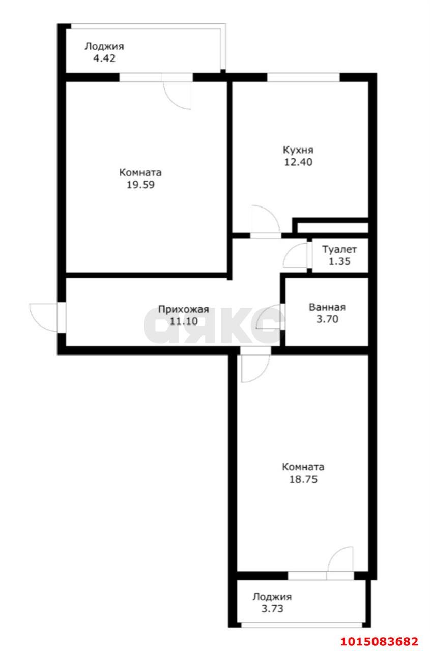 Фото №10: 2-комнатная квартира 75 м² - Яблоновский, жилой комплекс Солнечный, ул. Солнечная, 55к23