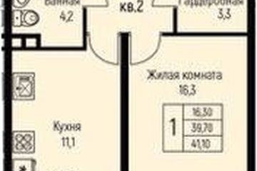Фото №1: 1-комнатная квартира 41 м² - Берёзовый, мкр. жилой комплекс Прогресс, ул. имени А.Н. Лодыгина, 6к3
