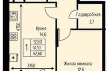 Фото №1: 1-комнатная квартира 42 м² - Берёзовый, мкр. жилой комплекс Прогресс, ул. имени А.Н. Лодыгина, 6к3