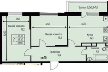 Фото №1: 2-комнатная квартира 61 м² - Берёзовый, мкр. жилой комплекс Прогресс, ул. имени А.Н. Лодыгина, 6к3
