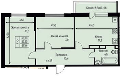 Фото №1: 2-комнатная квартира 61 м² - Берёзовый, жилой комплекс Нова Вита, Прикубанский внутригородской округ, Прогресс, мкр. жилой комплекс Прогресс, ул. имени А.Н. Лодыгина, 6к3