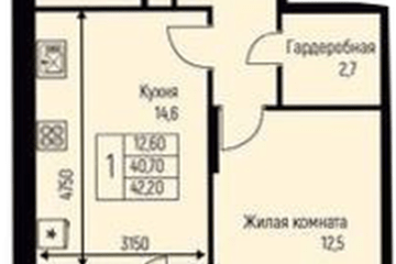 Фото №1: 1-комнатная квартира 42 м² - Берёзовый, мкр. жилой комплекс Прогресс, ул. имени А.Н. Лодыгина, 6к3