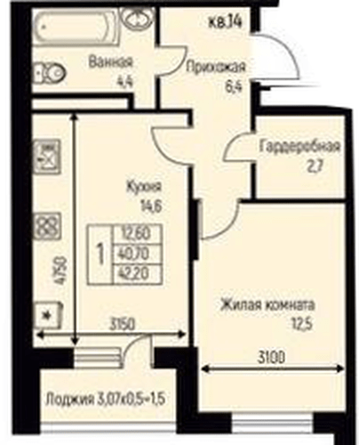 Фото №1: 1-комнатная квартира 42 м² - Берёзовый, жилой комплекс Нова Вита, Прикубанский внутригородской округ, Прогресс, мкр. жилой комплекс Прогресс, ул. имени А.Н. Лодыгина, 6к3