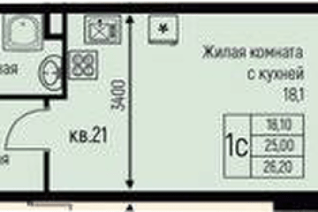 Фото №1: Студия 26 м² - Берёзовый, мкр. жилой комплекс Прогресс, ул. имени А.Н. Лодыгина, 6к3