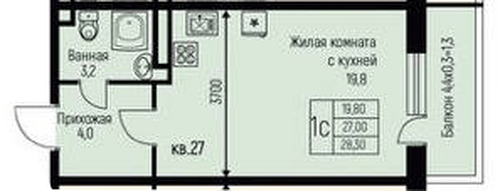 Фото №1: Студия 28 м² - Берёзовый, жилой комплекс Нова Вита, Прикубанский внутригородской округ, Прогресс, мкр. жилой комплекс Прогресс, ул. имени А.Н. Лодыгина, 6к3