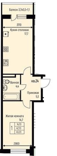 Фото №1: 1-комнатная квартира 43 м² - Берёзовый, жилой комплекс Нова Вита, Прикубанский внутригородской округ, Прогресс, мкр. жилой комплекс Прогресс, ул. имени А.Н. Лодыгина, 6к3