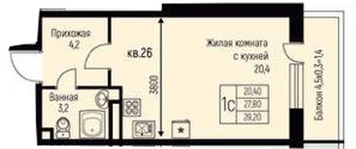 Фото №1: Студия 29 м² - Берёзовый, жилой комплекс Нова Вита, Прикубанский внутригородской округ, Прогресс, мкр. жилой комплекс Прогресс, ул. имени А.Н. Лодыгина, 6к3