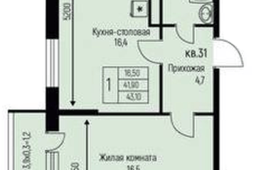 Фото №1: 1-комнатная квартира 43 м² - Берёзовый, мкр. жилой комплекс Прогресс, ул. имени А.Н. Лодыгина, 6к3