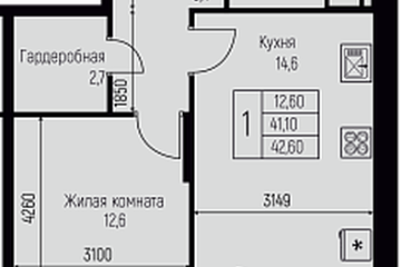 Фото №1: 1-комнатная квартира 42 м² - Берёзовый, мкр. Прикубанский внутригородской округ, ул. имени А.Н. Лодыгина, 6к2/1