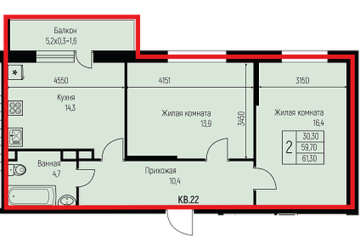 Фото №1: 2-комнатная квартира 61 м² - Берёзовый, мкр. Прикубанский внутригородской округ, ул. имени А.Н. Лодыгина, 6к2/1