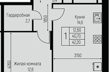Фото №1: 1-комнатная квартира 42 м² - Берёзовый, мкр. Прикубанский внутригородской округ, ул. имени А.Н. Лодыгина, 6к2/1