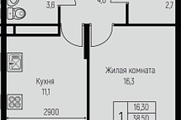 Фото №1: 1-комнатная квартира 39 м² - Берёзовый, мкр. Прикубанский внутригородской округ, ул. имени А.Н. Лодыгина, 6к2/1