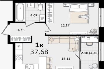 Фото №1: 1-комнатная квартира 37 м² - Краснодар, мкр. жилой квартал Патрики, ул. Сормовская, лит1/3